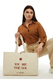 Zoozie Bags Bolsa Tote de Lona Crema